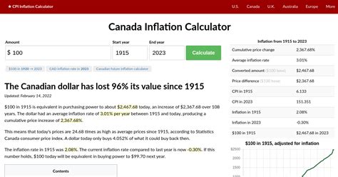 inflation calculator canada
